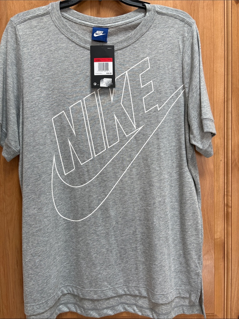 Nike Gray Short Sleeve Tee with White Outline Logo
